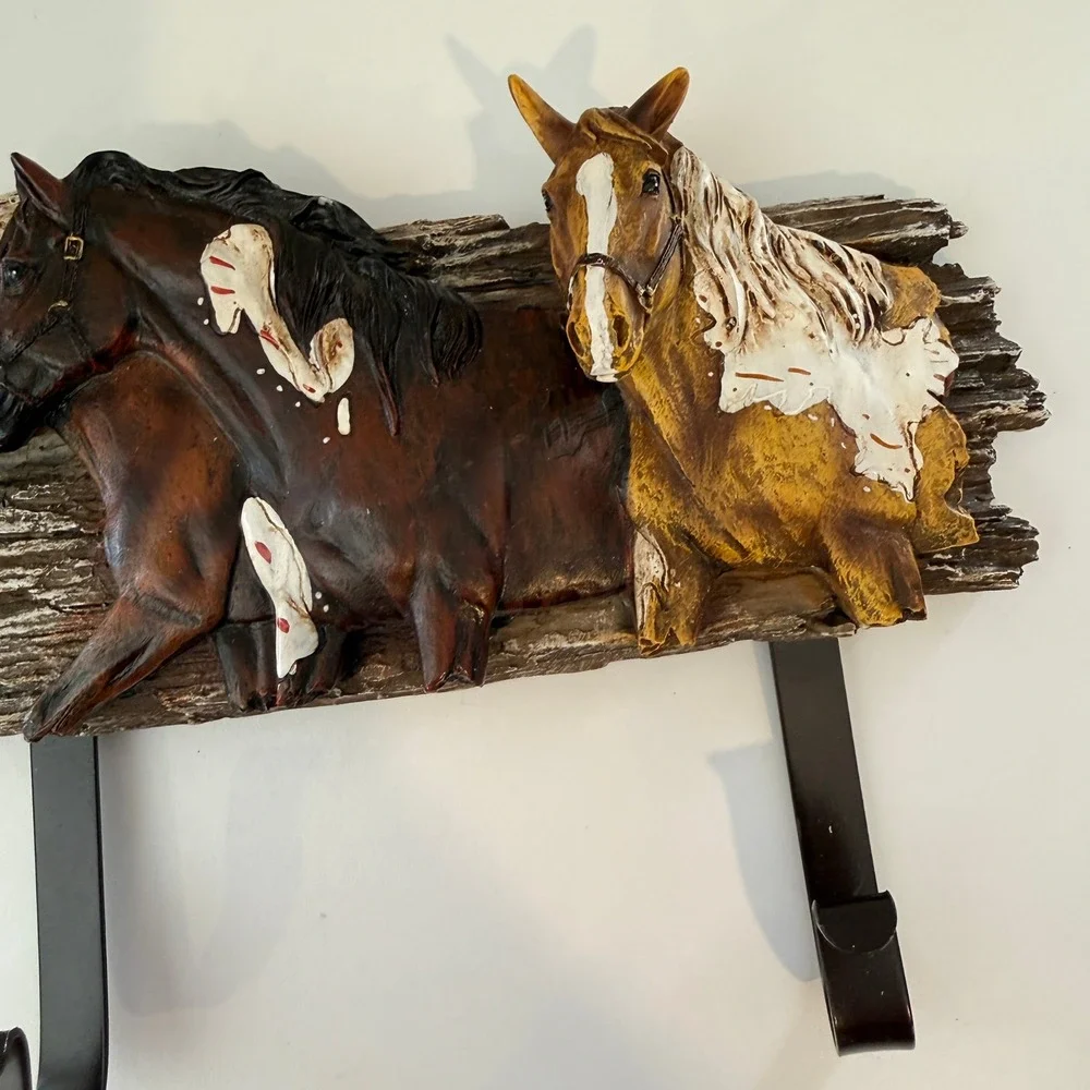 Hobby Lobby Rustic Horse Wall Coat Rack 3D Resin Western Decor 2 Hooks 404855